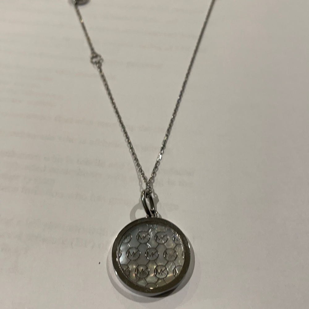 Michael Kors Sterling Silver Monogram Logo Pendant Necklace